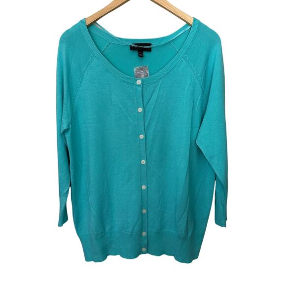 Lane Bryant Cardigan Sweater Women's‎ 14/16 Button Up Blue Lightweight Rayon - Picture 1 of 6